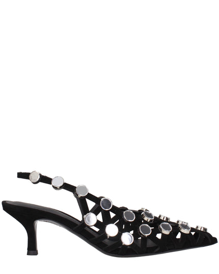 The Attico Black Leather Stiletto Heel Sandals