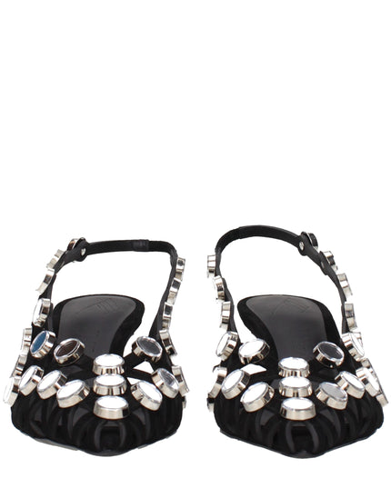 The Attico Black Leather Stiletto Heel Sandals