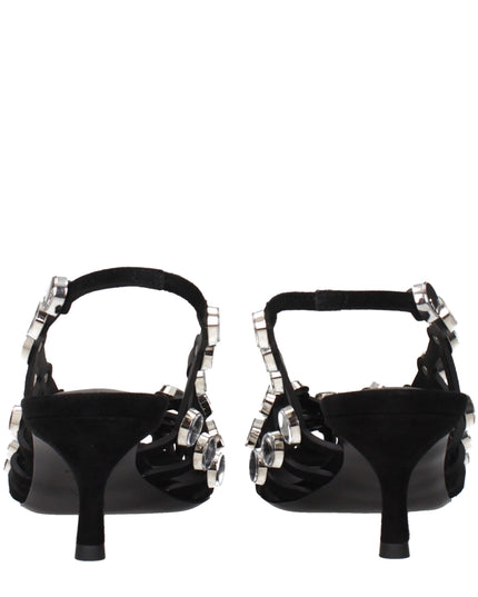 The Attico Black Leather Stiletto Heel Sandals