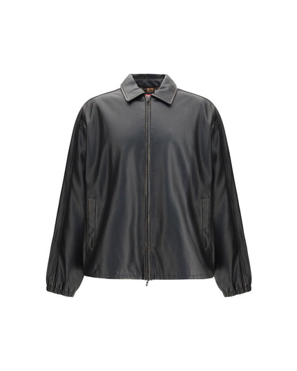 Diesel Black Polyester Biker Jacket