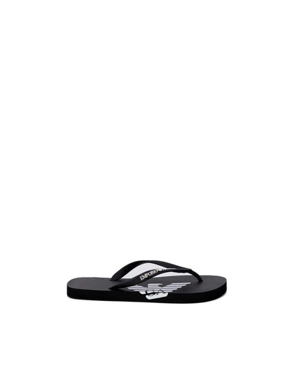 Emporio Armani Underwear Black And White Rubber Flip-Flop Sandals