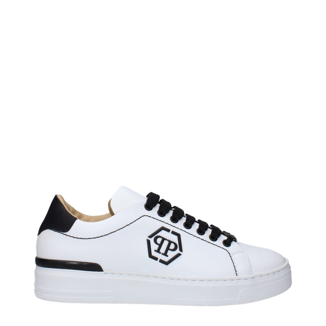 Philipp Plein White Leather Low Top Sneakers