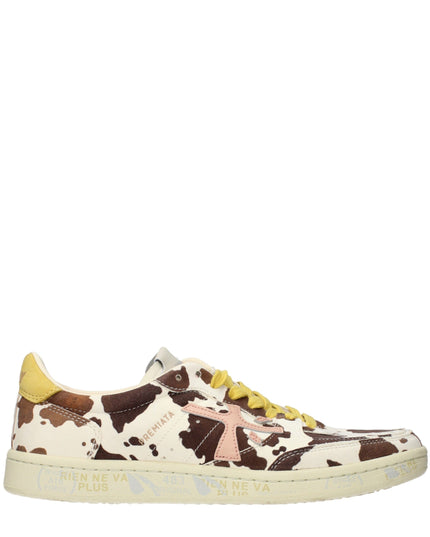Premiata Beige Leather Low Top Sneakers
