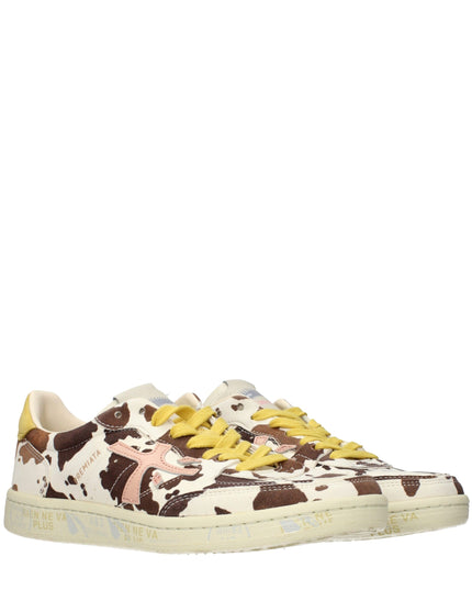 Premiata Beige Leather Low Top Sneakers