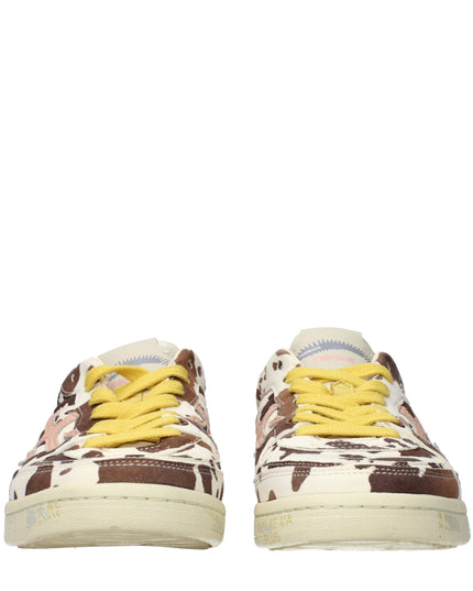 Premiata Beige Leather Low Top Sneakers