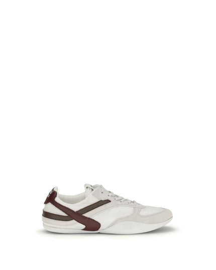 Miu Miu White Calf Leather Bos Taurus Athletic Sneakers