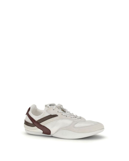 Miu Miu White Calf Leather Bos Taurus Athletic Sneakers