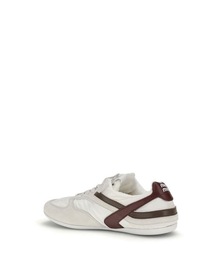 Miu Miu White Calf Leather Bos Taurus Athletic Sneakers