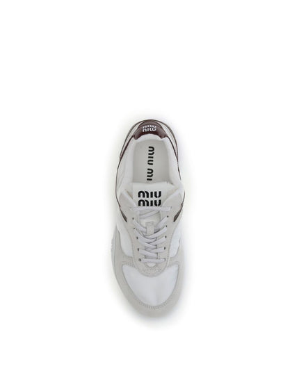 Miu Miu White Calf Leather Bos Taurus Athletic Sneakers