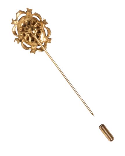 Dolce & Gabbana Gold Tone Green Stone Antique Men Accessory Brooch Pin