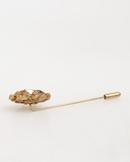 Dolce & Gabbana Gold Tone Green Stone Antique Men Accessory Brooch Pin