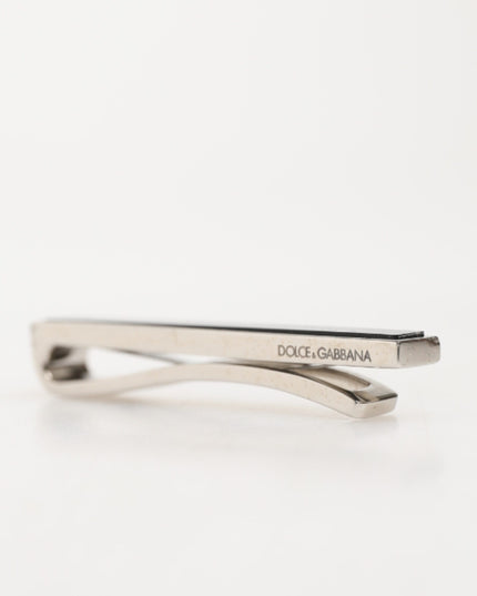 Dolce & Gabbana Silver Tone Brass Logo Branded Men Accessory Tie Clip Bar