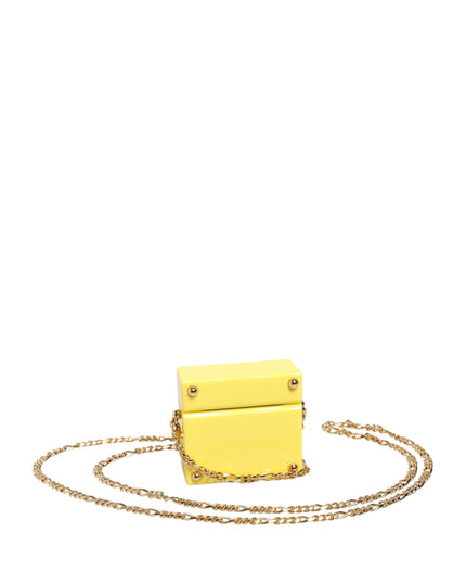 Dolce & Gabbana Yellow DG Logo Plaque Cover Gold Chain Airpods Case