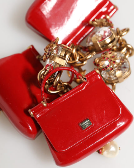 Dolce & Gabbana Gold Bronze Bag Embellished Crystals Accessory  Bracelet