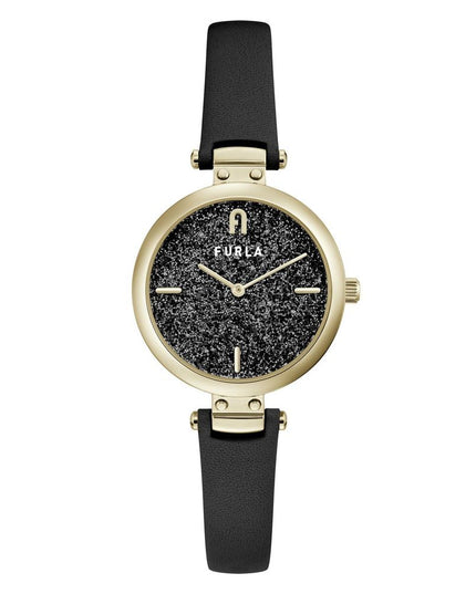 Furla Black Leather Dress Watch