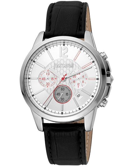 Just Cavalli Black Leather Dress Watch