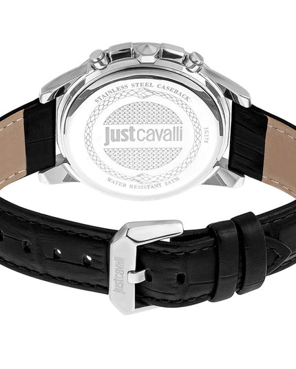Just Cavalli Black Leather Dress Watch