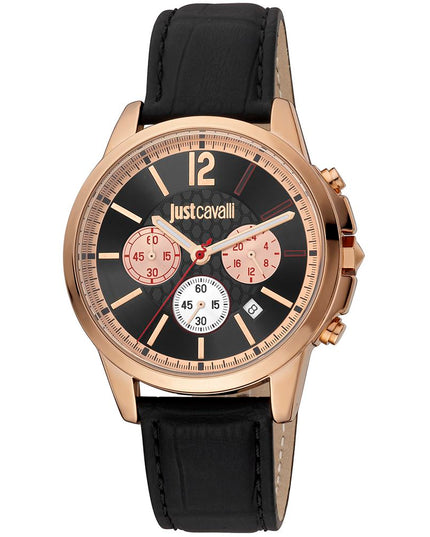 Just Cavalli Black Leather Bracelet Watch