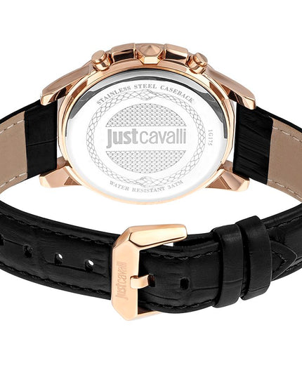 Just Cavalli Black Leather Bracelet Watch