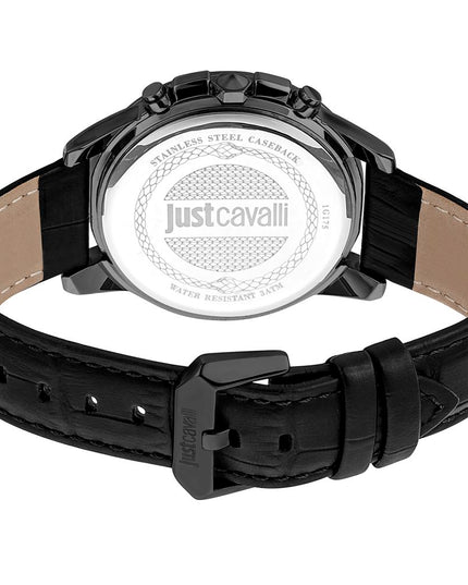 Just Cavalli Black Leather Dress Watch