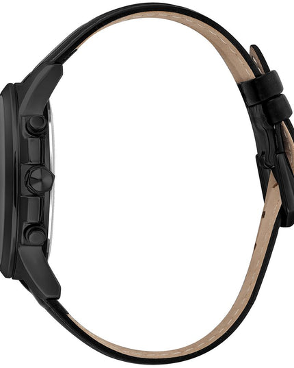 Just Cavalli Black Leather Dress Watch