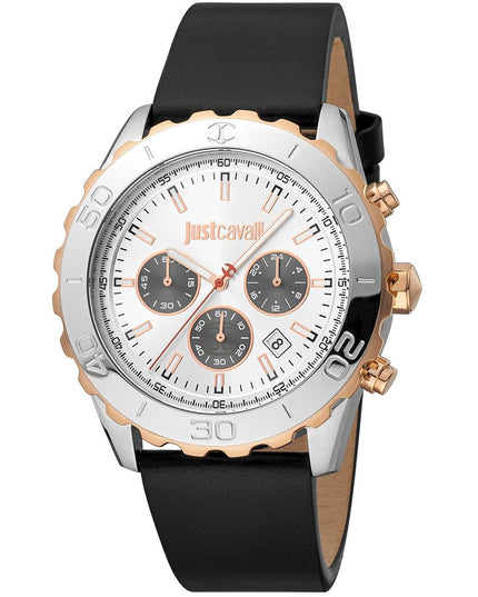 Just Cavalli Black Leather Sport Watch