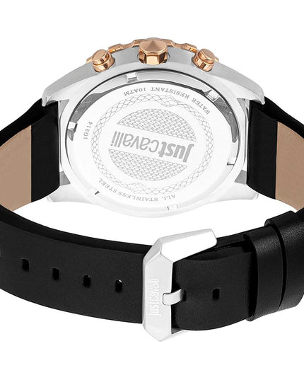 Just Cavalli Black Leather Sport Watch