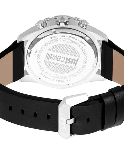 Just Cavalli Black Leather Dress Watch