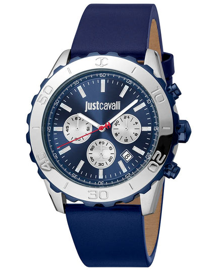 Just Cavalli Blue Leather Sport Watch