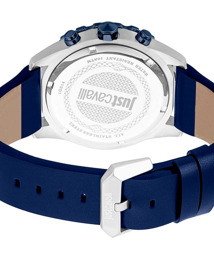 Just Cavalli Blue Leather Sport Watch