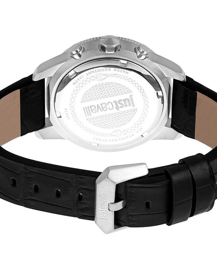 Just Cavalli Black Leather Sport Watch