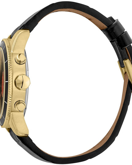 Just Cavalli Black Leather Dress Watch