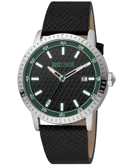 Just Cavalli Black Leather Dress Watch