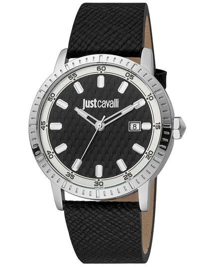 Just Cavalli Black Leather Dress Watch
