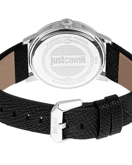 Just Cavalli Black Leather Dress Watch