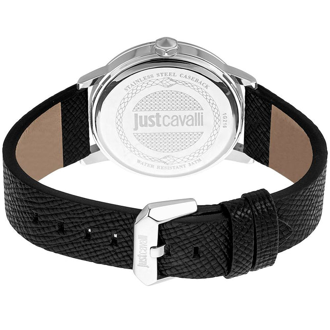 Just Cavalli Black Leather Dress Watch