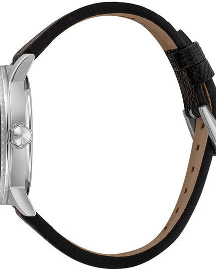 Just Cavalli Black Leather Dress Watch