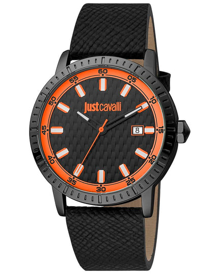 Just Cavalli Black Leather Dress Watch