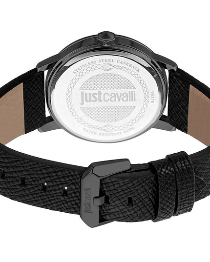 Just Cavalli Black Leather Dress Watch