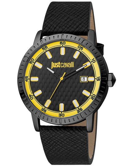 Just Cavalli Black Leather Dress Watch