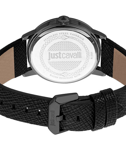 Just Cavalli Black Leather Dress Watch