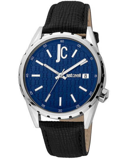 Just Cavalli Black Leather Dress Watch