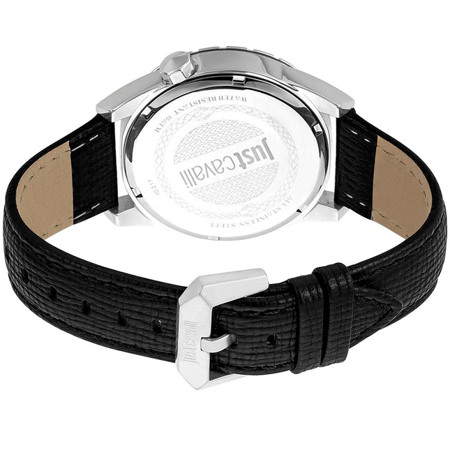 Just Cavalli Black Leather Dress Watch