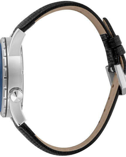 Just Cavalli Black Leather Dress Watch