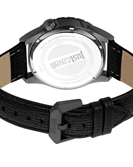 Just Cavalli Black Leather Dress Watch