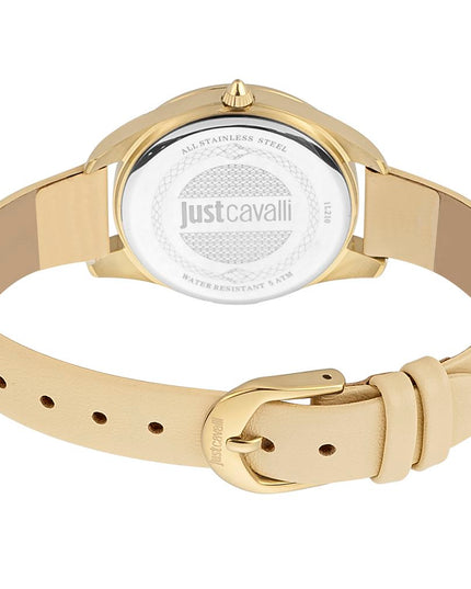 Just Cavalli Beige Leather Dress Watch