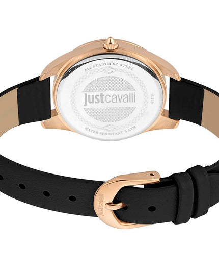 Just Cavalli Black Leather Dress Watch