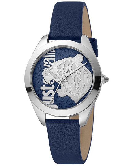 Just Cavalli Blue Leather Dress Watch