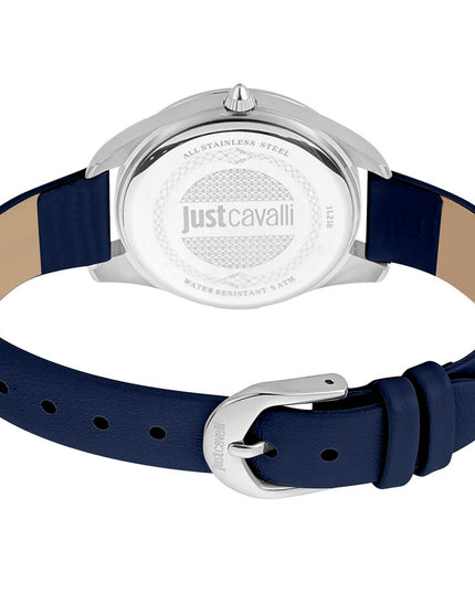 Just Cavalli Blue Leather Dress Watch
