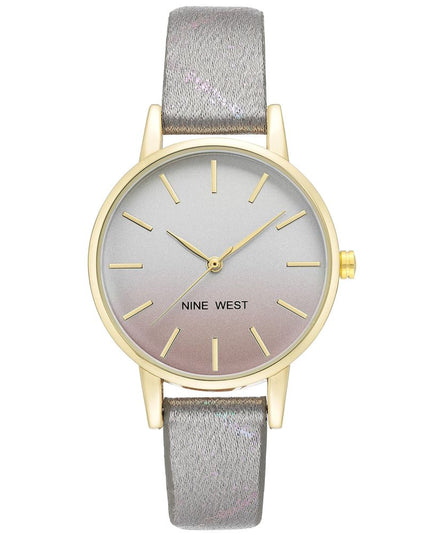 Nine West Gray Leather Dress Watch